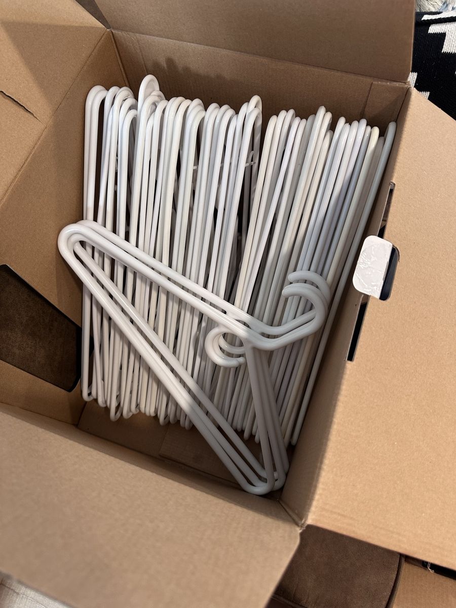 Bulk Box of White Plastic Clothes Hangers