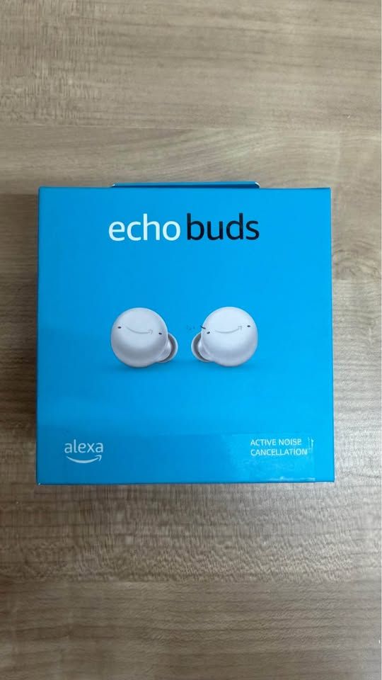 Amazon Echo Buds with Active Noise Cancellation (newest model), Wired charging case, Glacier White $80  · In stock