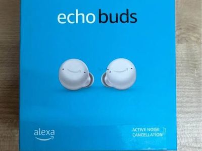 Amazon Echo Buds with Active Noise Cancellation (newest model), Wired charging case, Glacier White $80 · In stock