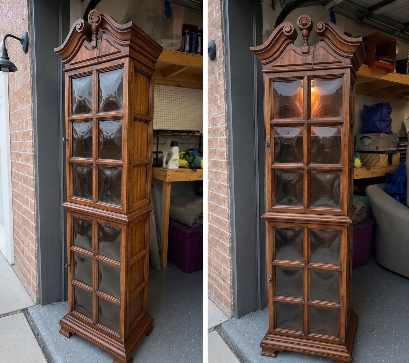 Vintage Wooden Display Cabinet Curio Hutch Glass Doors Classic Design