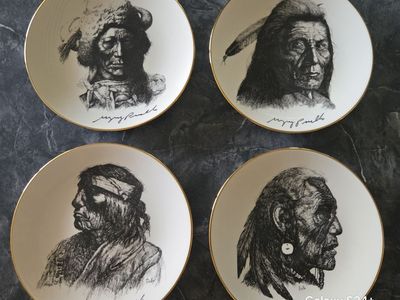 Perillo Indian Nations Series Collector Plates - Set of 4 (Blackfoot, Sioux, Apache, Cheyenne)