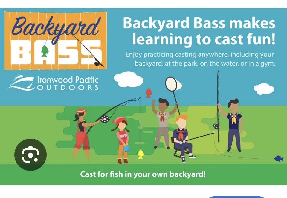 Backyard bass fishing game and 3 poles