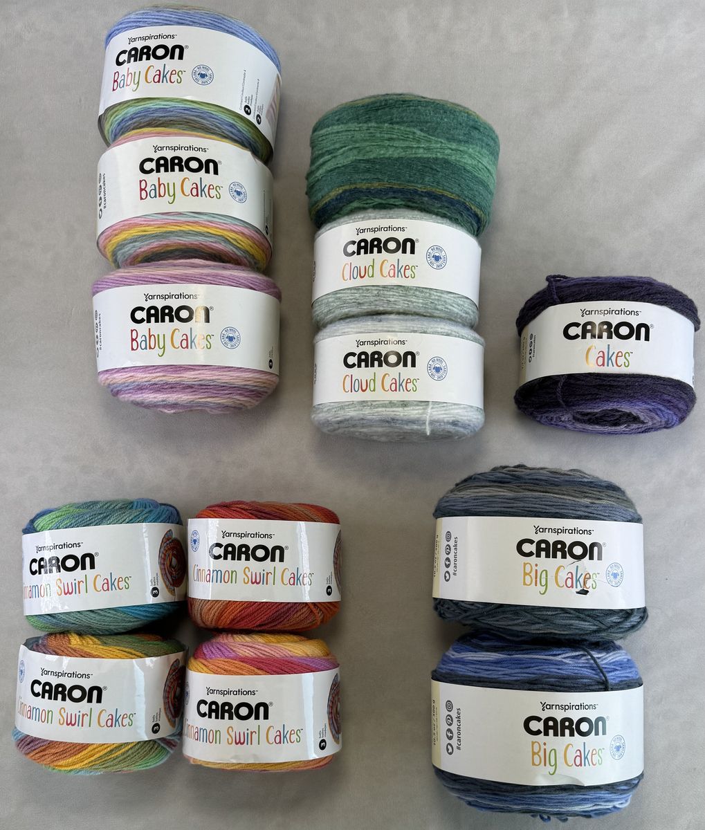 13 Caron Yarn Cakes – Baby Cakes, Cloud, Big & Cinnamon Swirl