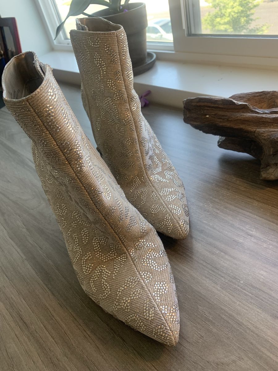 Gianni Bini Leopard Sparkle Print Pointed Toe Stiletto Ankle Boots / Size 8