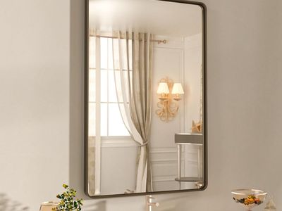 New 24x32 Inch Bronze Bathroom Mirror - Brushed Bronze Frame for Vanity