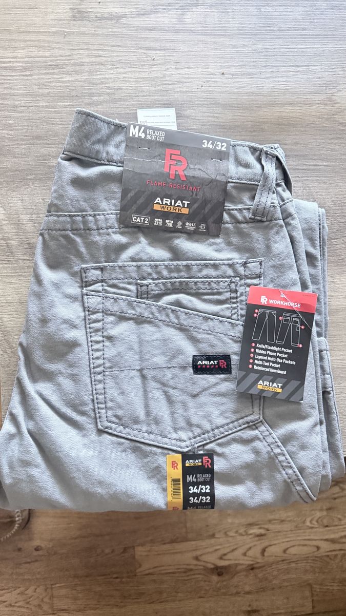 Ariat Workhorse M4 Relaxed Boot Cut Flame-Resistant Work Pants - Men's 34x32 Gray