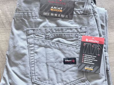 Ariat Workhorse M4 Relaxed Boot Cut Flame-Resistant Work Pants - Men's 34x32 Gray