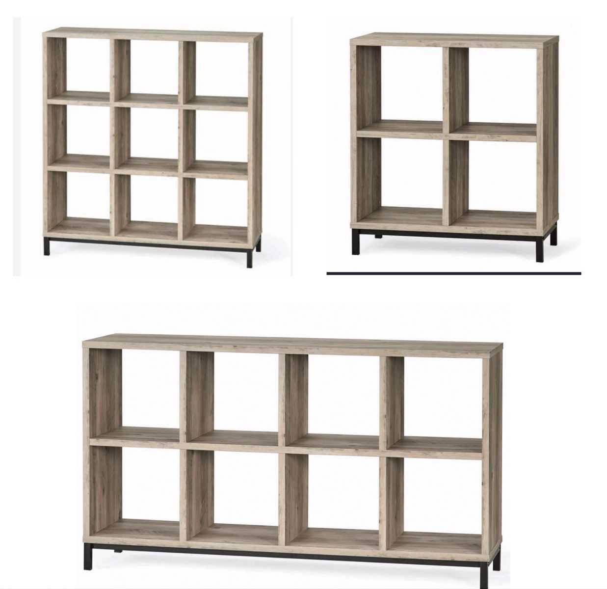 Better Homes & Gardens Cube Organizers, Weathered Light Grey Wood Finish with Metal Base