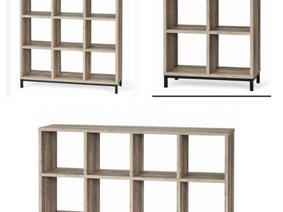 Better Homes & Gardens Cube Organizers, Weathered Light Grey Wood Finish with Metal Base