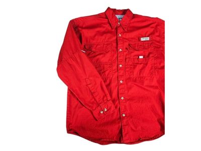 Columbia PFG Long Sleeve Fishing Shirt Vented Red Men's Small