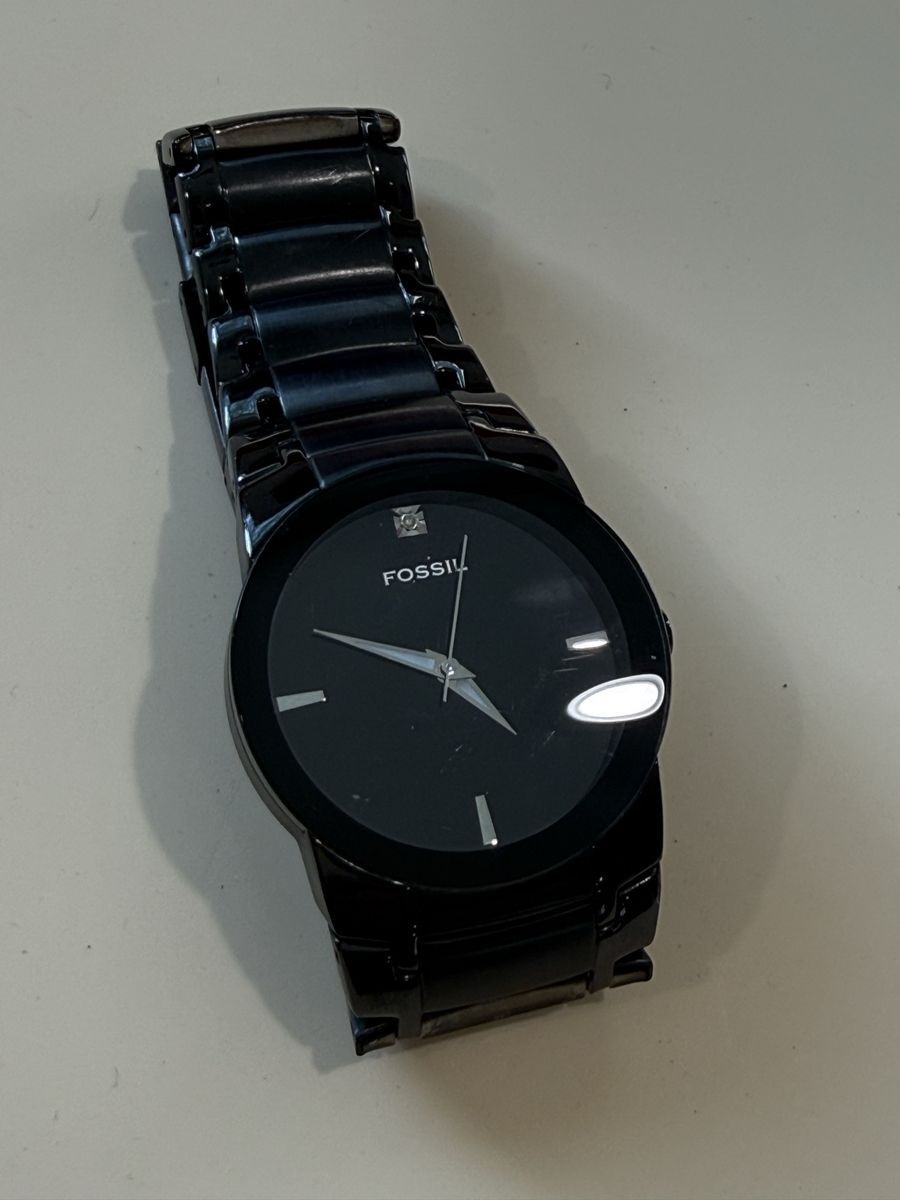 Fossil Black Tone Stainless Steel Analog Watch - 5 ATM Water Resistant, Men's