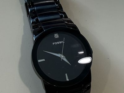 Fossil Black Tone Stainless Steel Analog Watch - 5 ATM Water Resistant, Men's