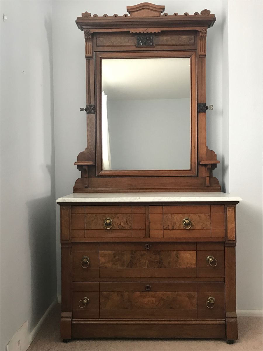 Antique Dresser with Mirror and Marble Top- Only $220.