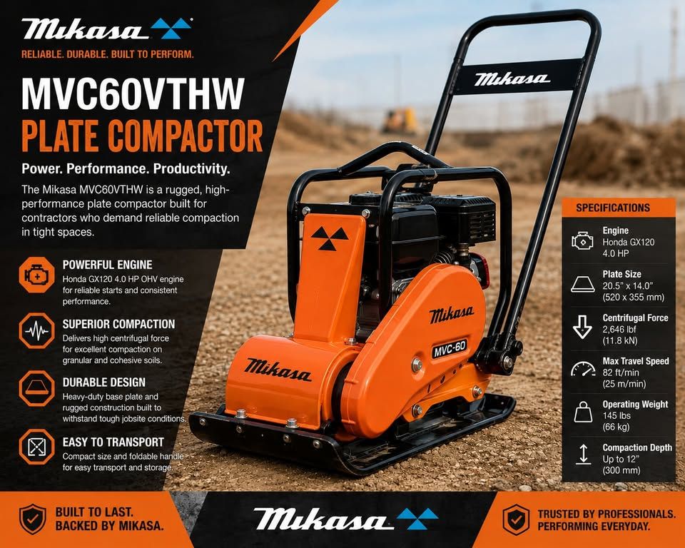 Mikasa MVC60VTHW Plate Compactor $1,995