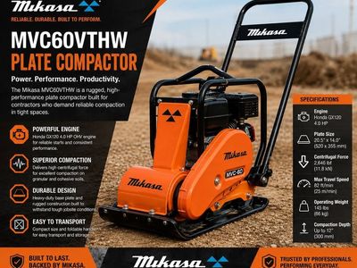 Mikasa MVC60VTHW Plate Compactor $1,995
