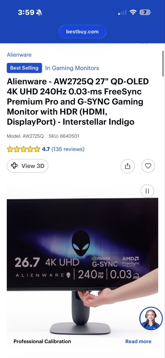 Alienware 27" 4k Gaming Monitor