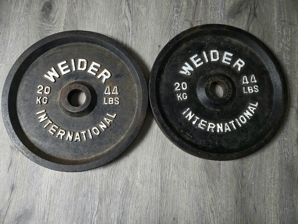 Vintage Weider International 44 LB (20 KG) Cast Iron Weight Plate -Pair