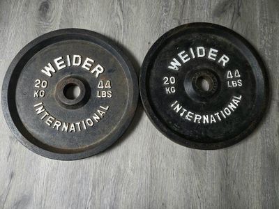 Vintage Weider International 44 LB (20 KG) Cast Iron Weight Plate -Pair