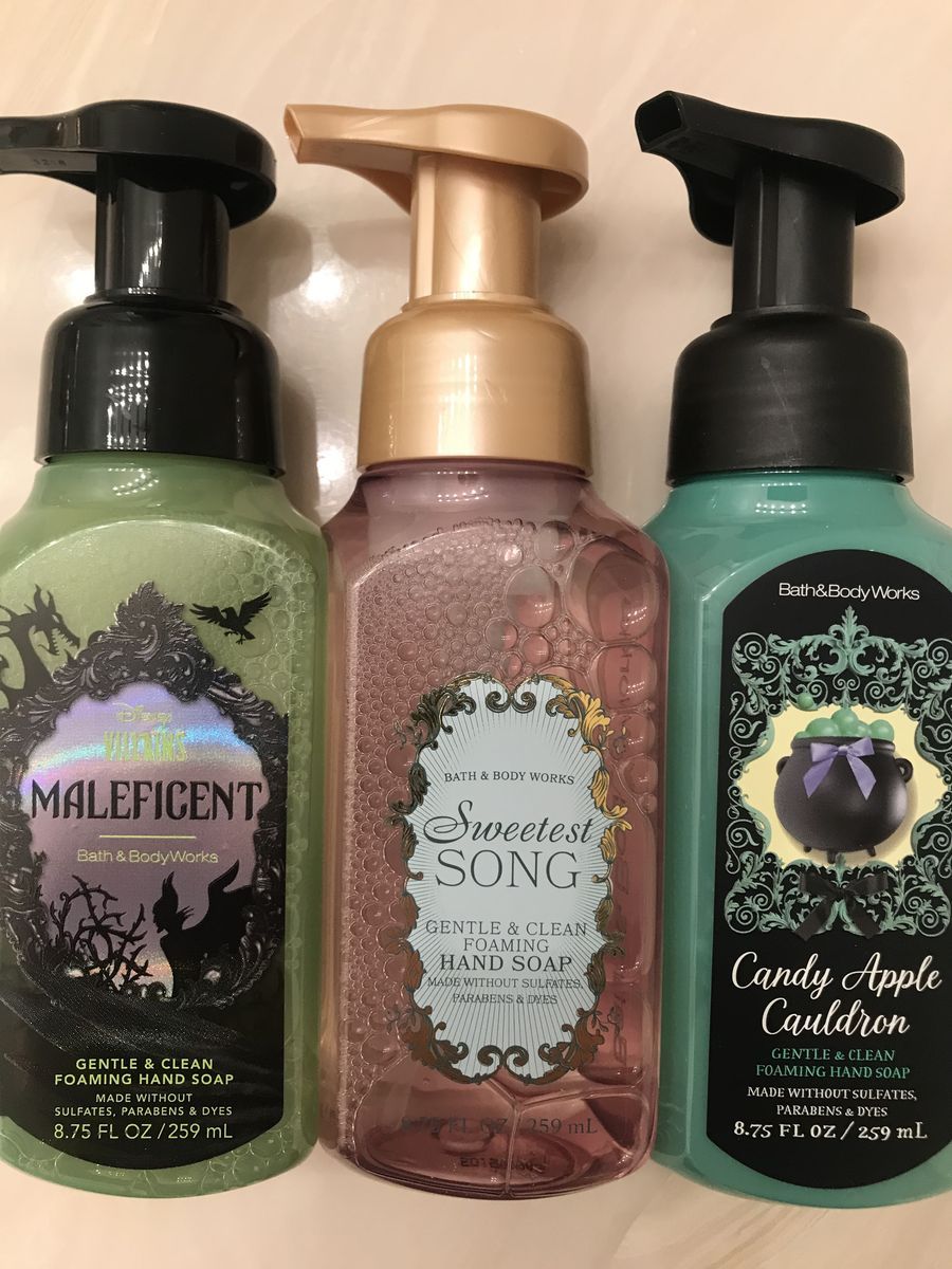 Lot of 3 Bath & Body Works: Candy Cauldron Sweetest Song Disney Villains Maleficent Foaming Hand Soap