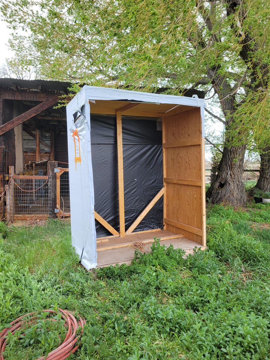 6’-3” wide x 4’ deep x 8’-4” tall plywood structure