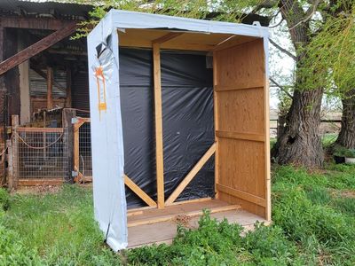 6’-3” wide x 4’ deep x 8’-4” tall plywood structure