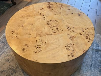 Burl Wood Round Coffee & Side Table Set