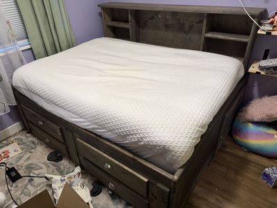 Full size storage bed with mattress
