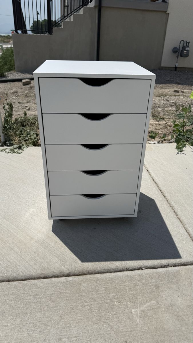 White 5-Drawer Rolling Storage Cabinet | Craft, Nail Tech & Office Organizer