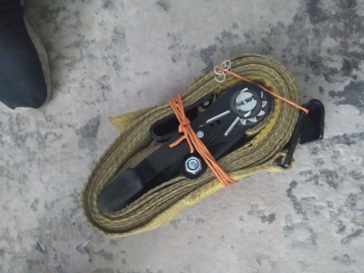 Yellow Ratchet Tie-Down Strap - Secure Cargo, Moving, Hauling