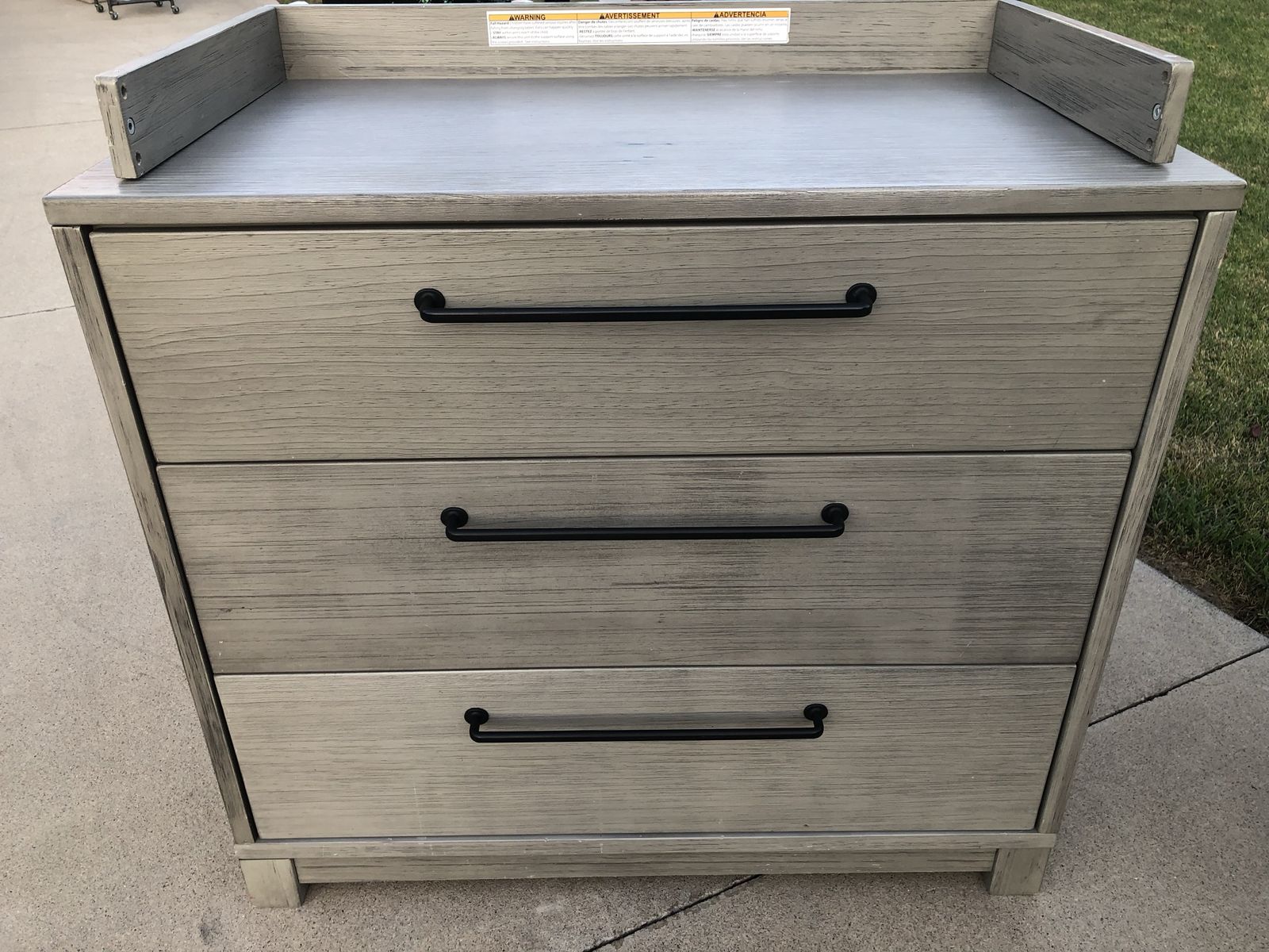 Gray Wooden 3-Drawer Baby Changing Table Dresser