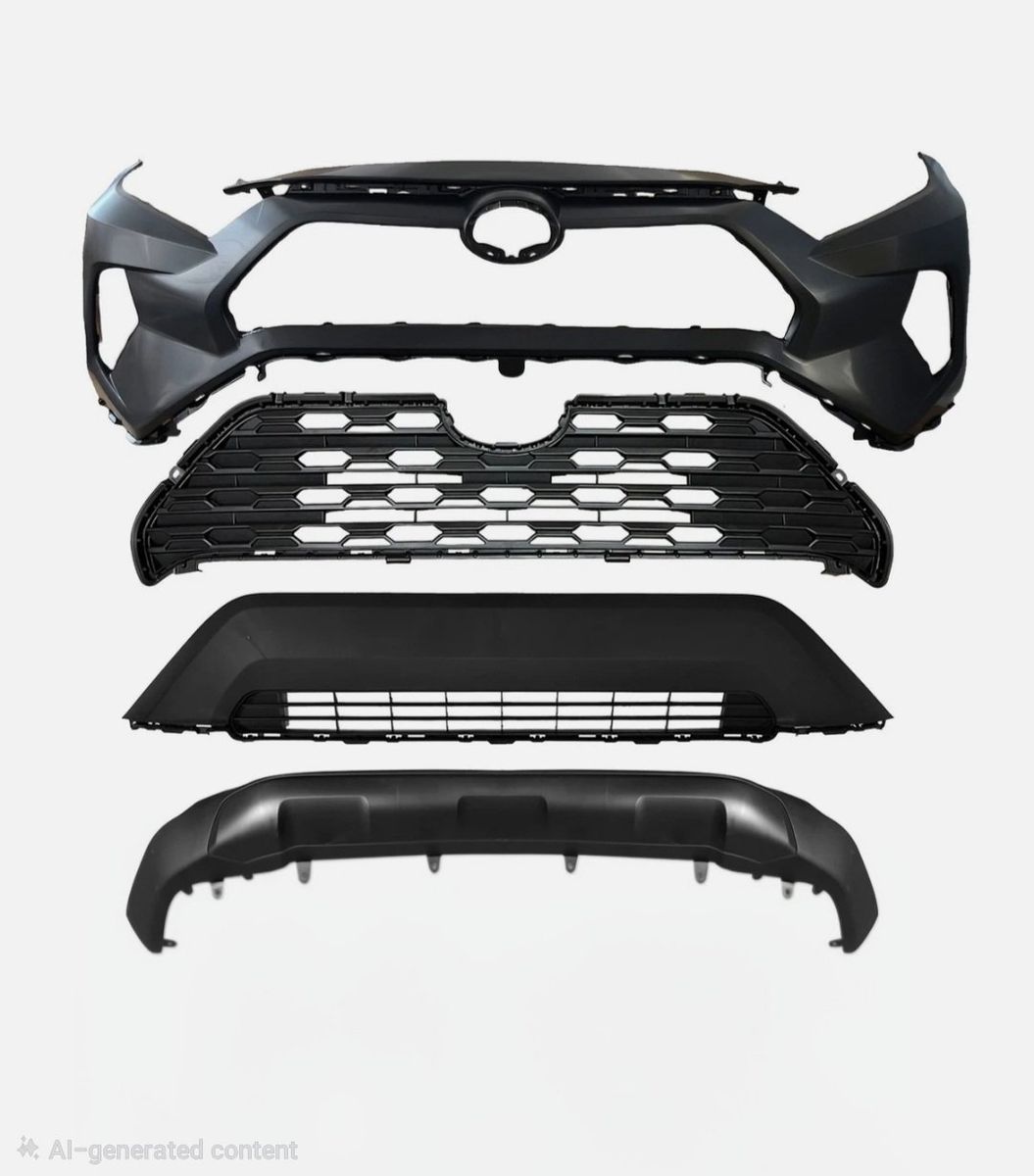 New Black Front Bumper Kit for 2019-2021 Toyota RAV4 - Unpainted, Ready for Install