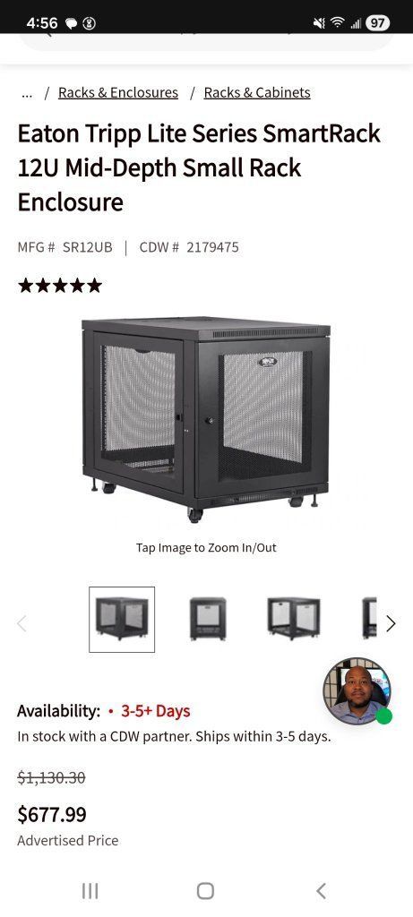 Tripp Lite  SmartRack 12U Mid-Depth Small Rack Enclosure Black