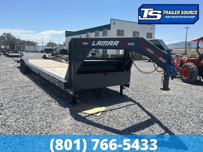 8.5x36 Lamar H8 Gooseneck Wide Body w/ Drive Over Fenders Equipment Trailer - 14K GVWR -