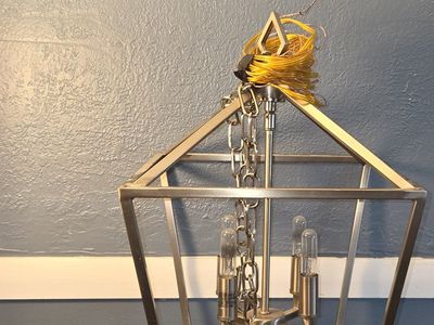 Modern Geometric Metal Pendant Light Fixture with Chain and Bulbs