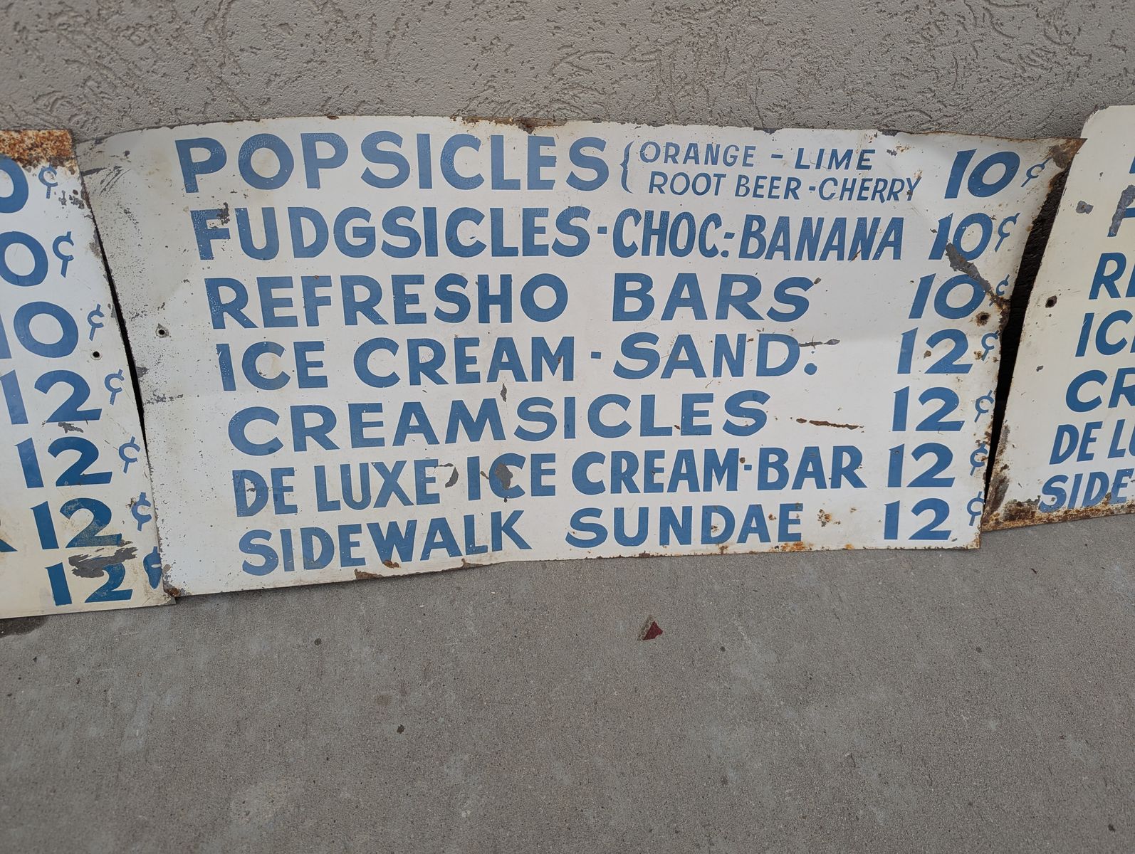 Set of 4 Vintage Ice Cream Truck Menu Signs 10 Cent Era