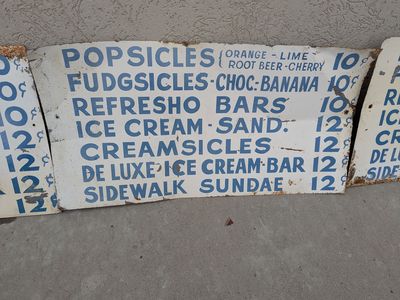 Set of 4 Vintage Ice Cream Truck Menu Signs 10 Cent Era