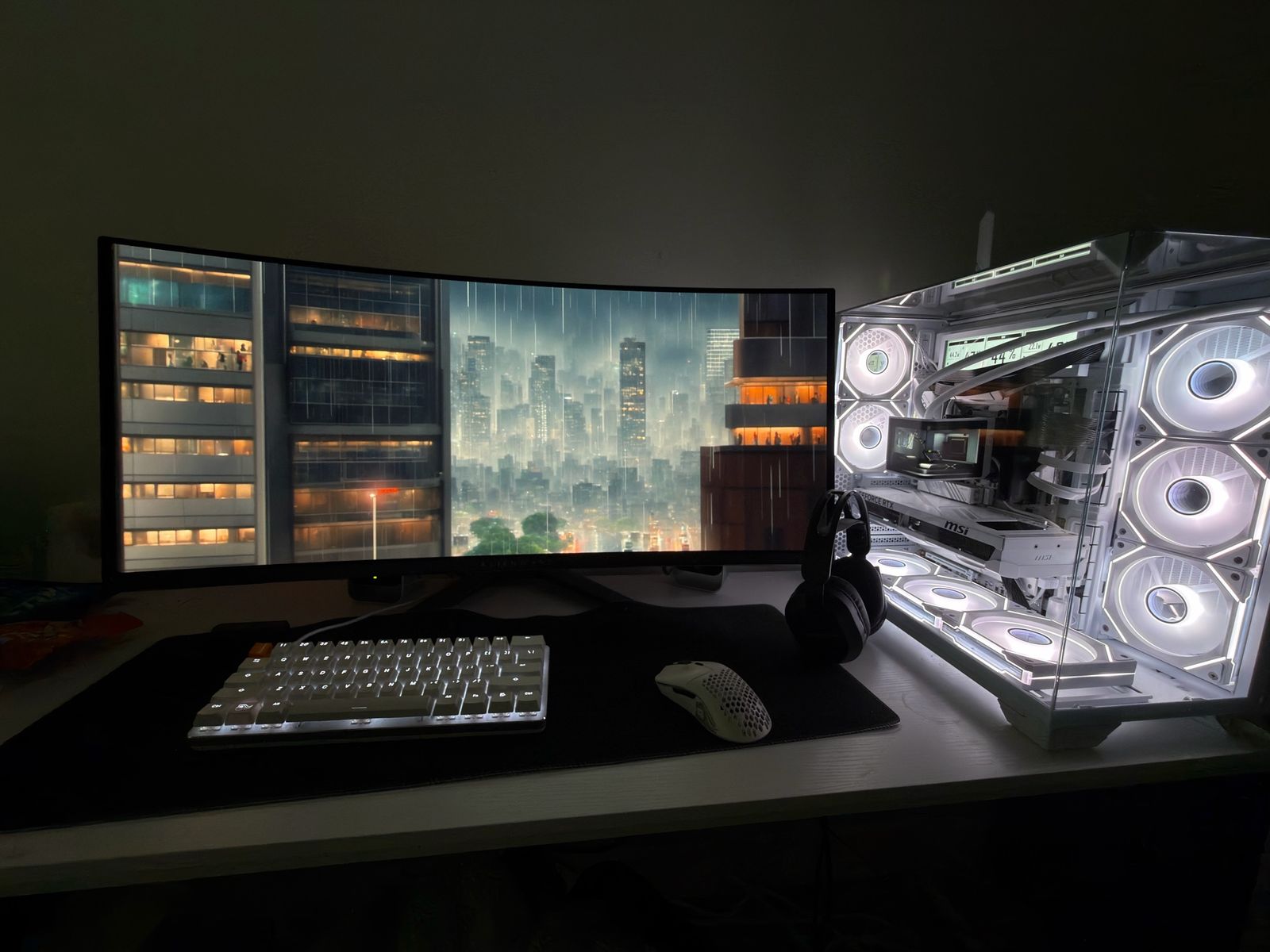 White Custom Gaming PC Setup