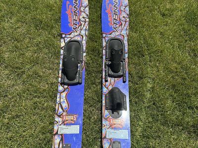 Connelly Concept Water Skis, Blue/Black, Adjustable Bindings, Recreational Pair