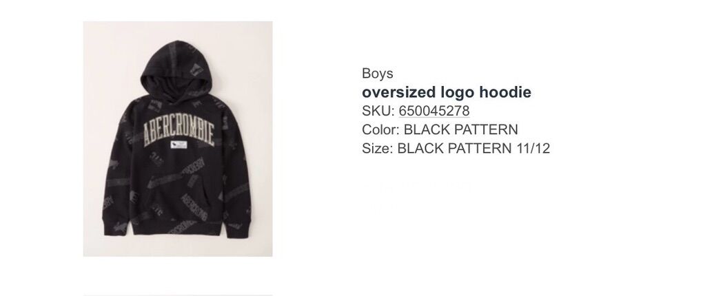Abercrombie&Fitch Boy Hoodie Size 11-12 And 13-14