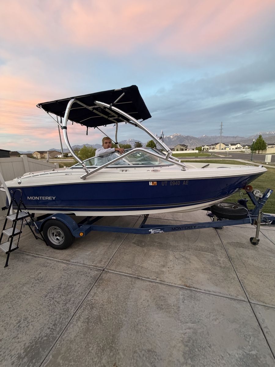 Monterey 180FS Ski/Wakeboard Boat with Tower & Bimini - Blue/White, Excellent Condition