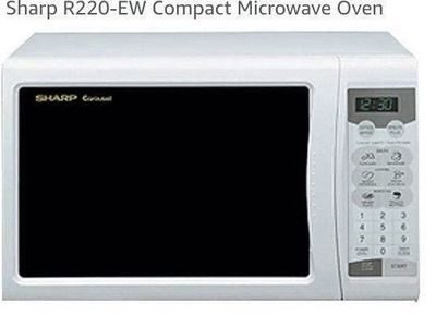 Sharp R220-EW Compact Carousel Microwave Oven - White Countertop Model