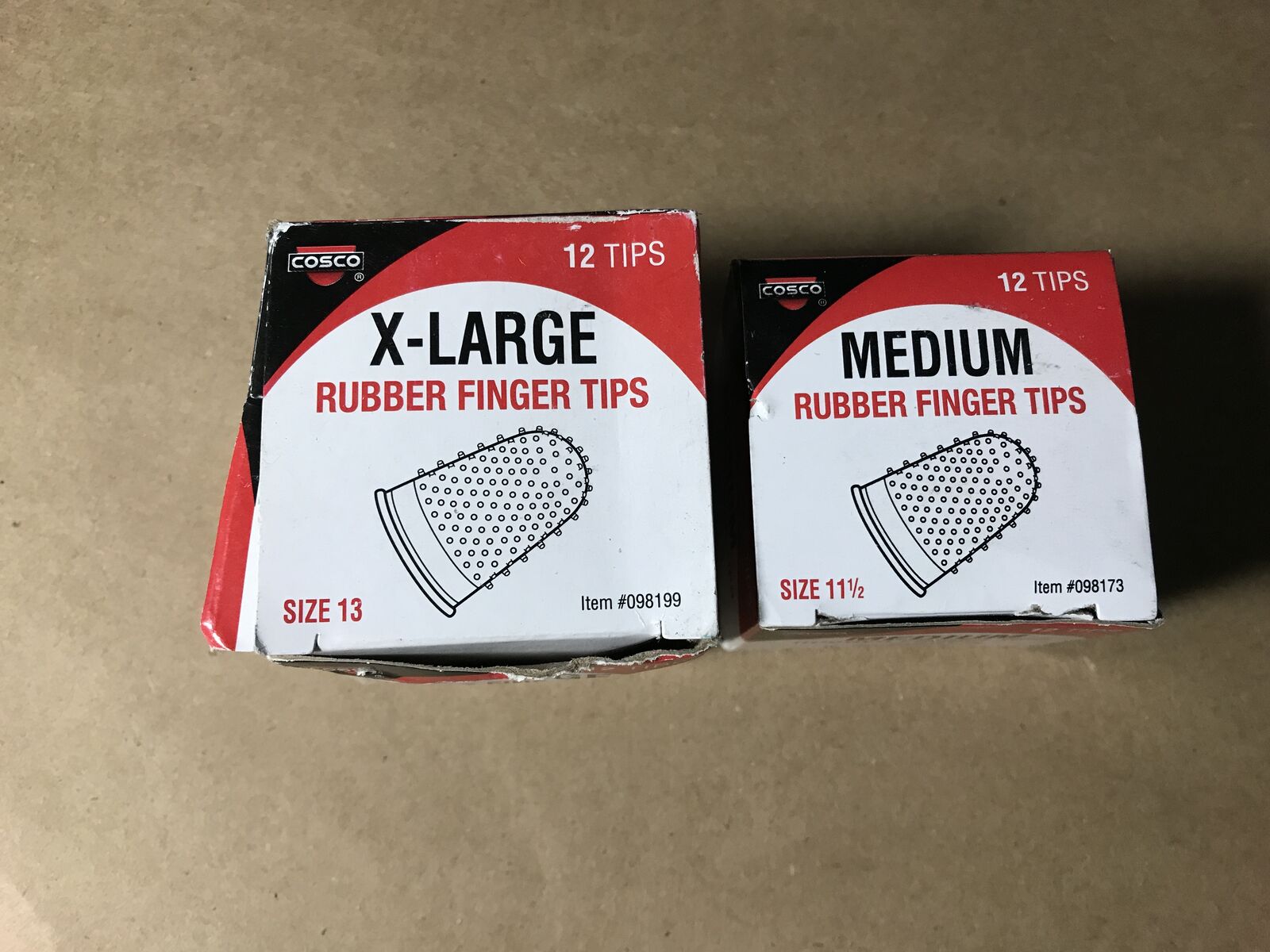 Cosco Medium size 11 1/2 and Large size 13 Rubber Finger Tips Box of 12 Each