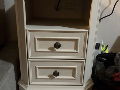 2-Drawer Nightstand with Open Shelf & Built-In Power Outlets