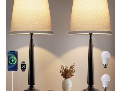 Set of 2 Modern Dimmable Table Lamps with USB Charging Ports model XT-02