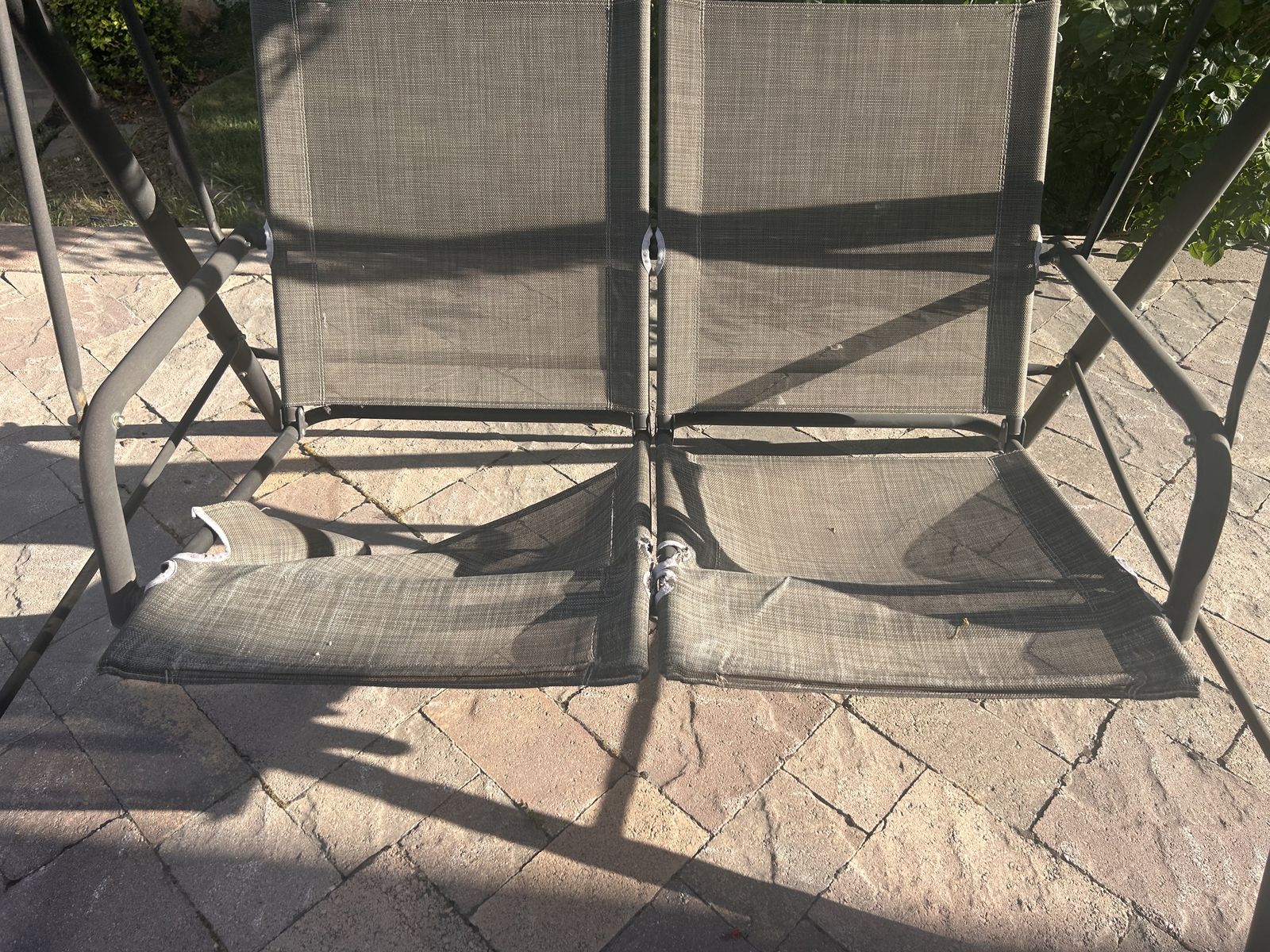 Outdoor 2-Seater Patio Swing - Grey Frame & Fabric, Relaxing Backyard Seating