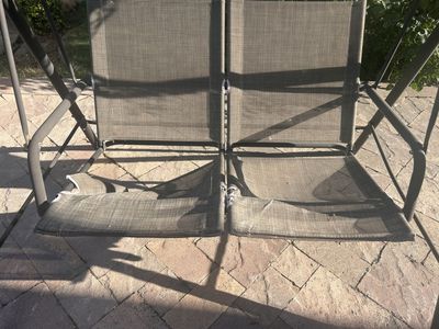 Outdoor 2-Seater Patio Swing - Grey Frame & Fabric, Relaxing Backyard Seating