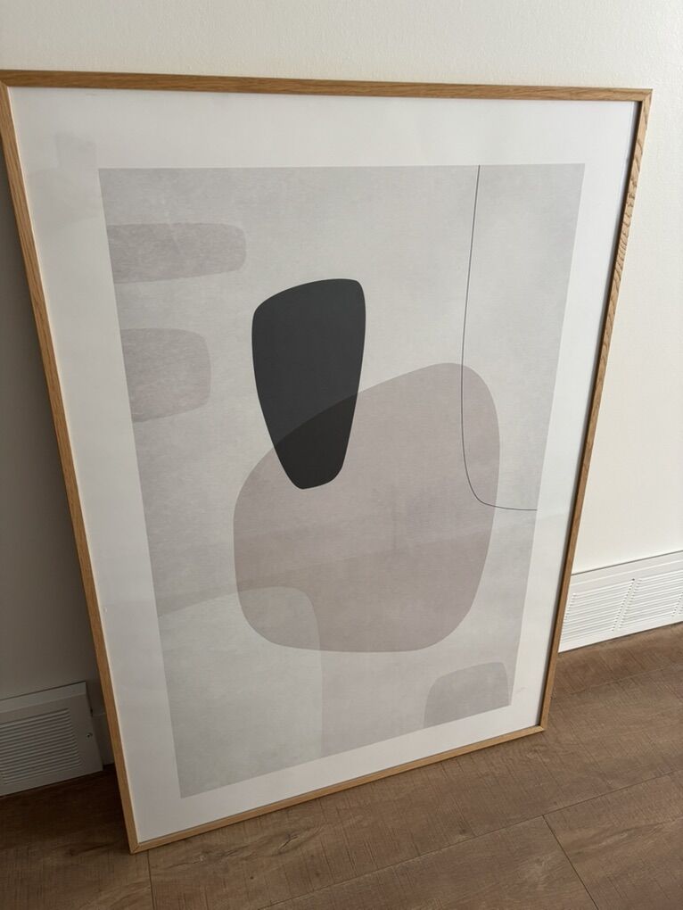 Desenio Framed Abstract Wall Art - Graphic Neutrals No3 (28x39) Oak Frame - Like New!