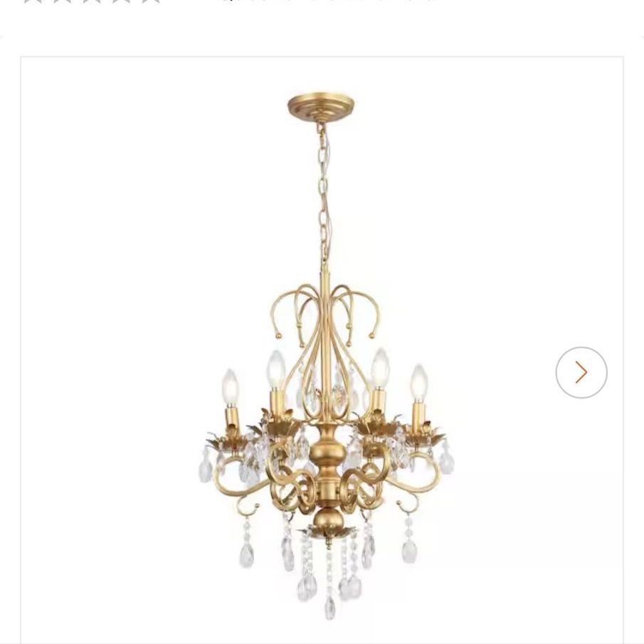 Brand New Vintage Gold Crystal Pendant Chandelier – NIB