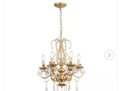 Brand New Vintage Gold Crystal Pendant Chandelier – NIB