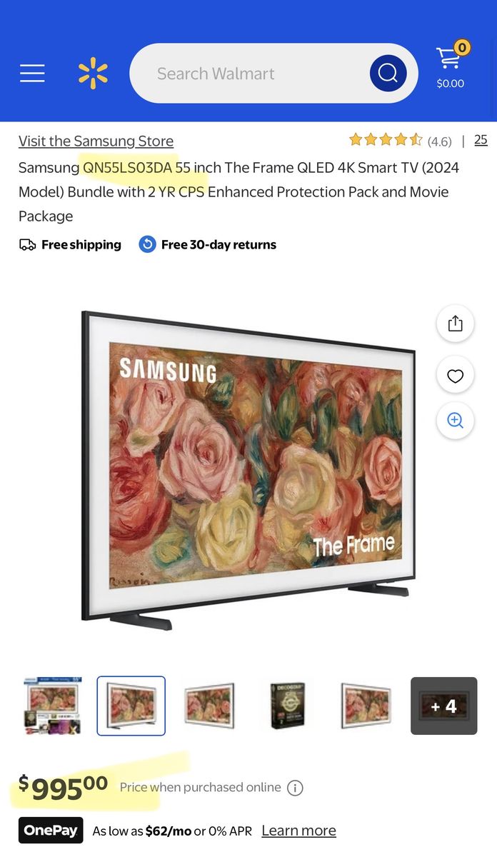 New Samsung 55 inch The Frame QLED 4K Smart TV
